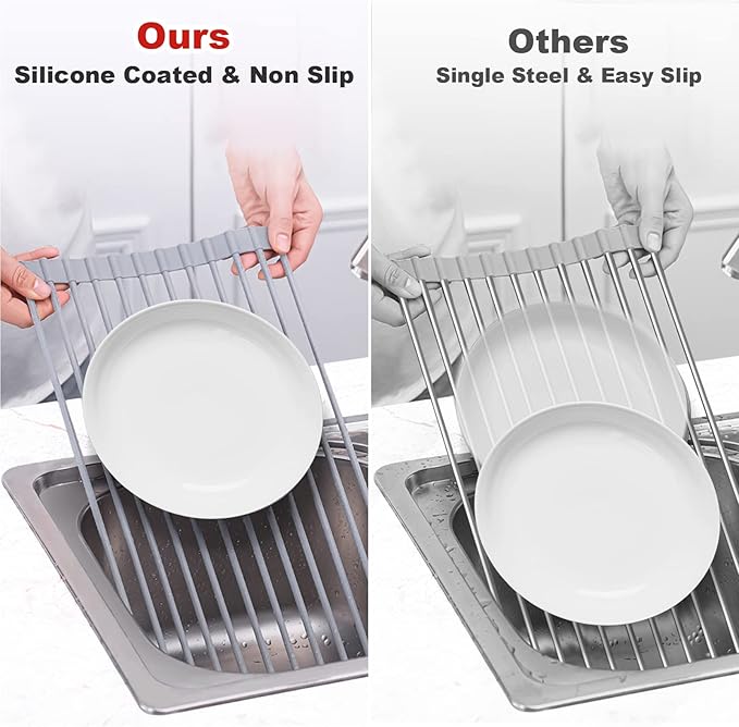 MERRYBOX Roll Up Dish Drying Rack, Over The Sink Dish Rack Foldable, - Image 6
