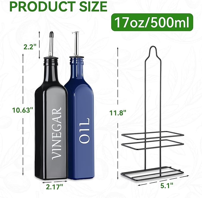 Vakoo Oil and Vinegar Dispenser Set - 17oz/500ml - Image 8