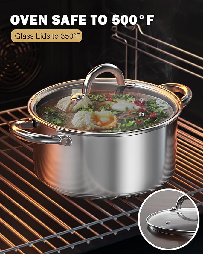 Cook N Home 6-Piece Stainless Steel Pots Set, 1.5 & 3 Qt Sauce Pots - Image 7