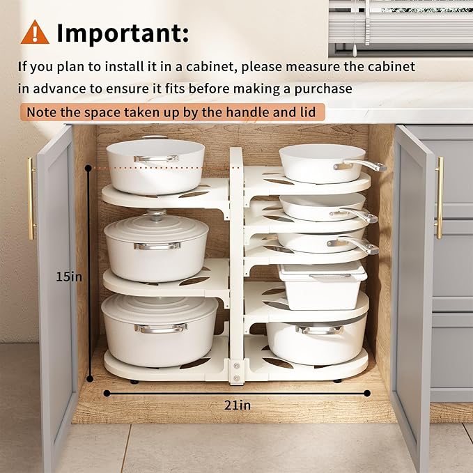 Adjustable Heavy Duty Pots and Pans Organizer Under Cabinet, 8-Tier Pot and Pan - Image 5