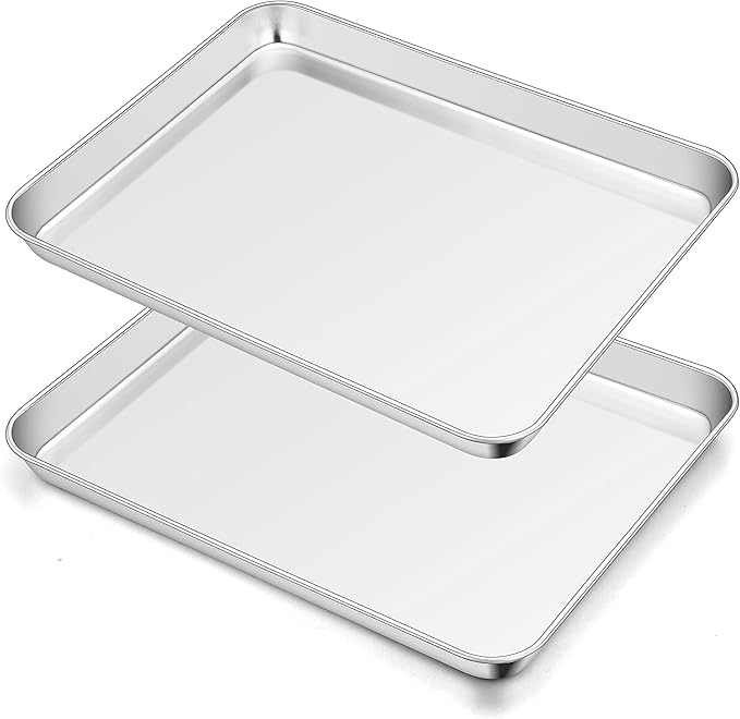 TeamFar Toaster Oven Pan Set of 2, Stainless Steel Toaster Oven Baking Tray by TeamFar