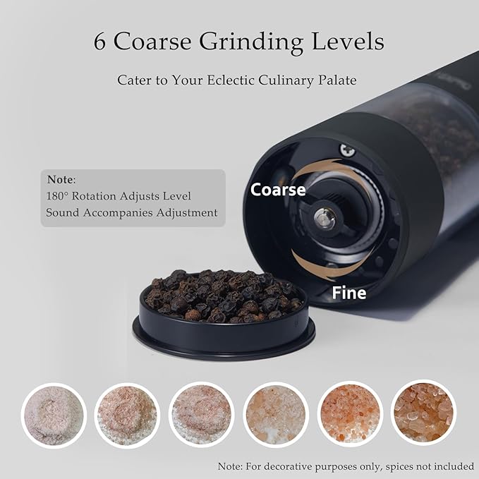Electric Salt and Pepper Grinder Set, USB Rechargeable, Automatic Salt and - Image 6