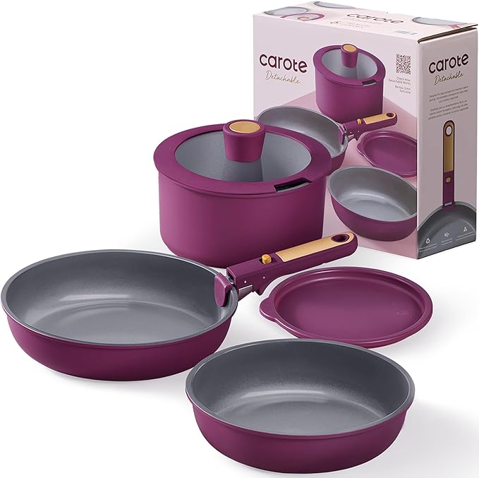 CAROTE Ceramic Pots and Pans Set, Nonstick Cookware Set Detachable Handle - Image 9