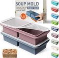 Silicone Freezer Tray with Lid Soup Freezer Container Molds with Steel by Socisen