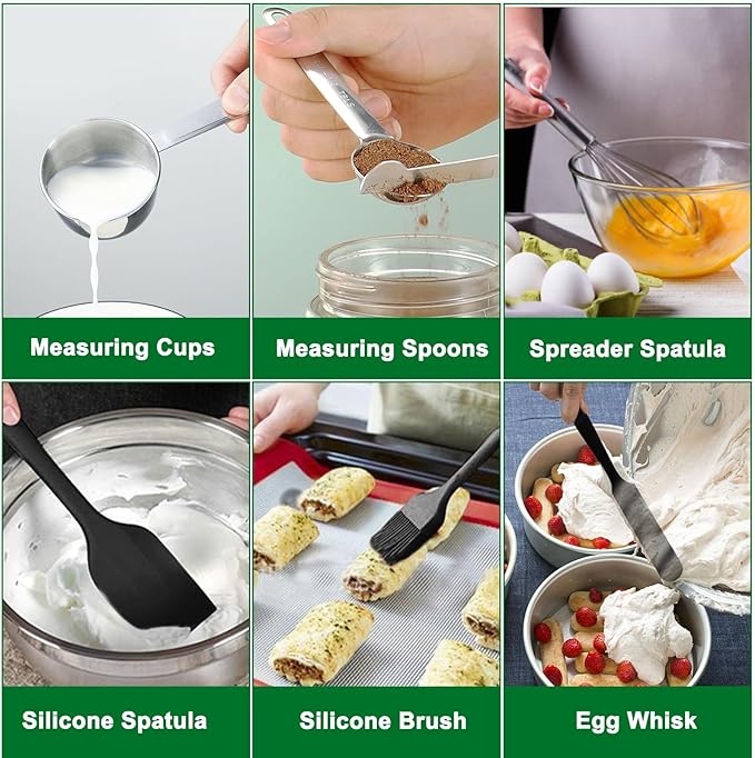 WEPSEN Mixing Bowls Set, Large Nesting Bowls 7, Measuring Cups and Spoons - Image 6