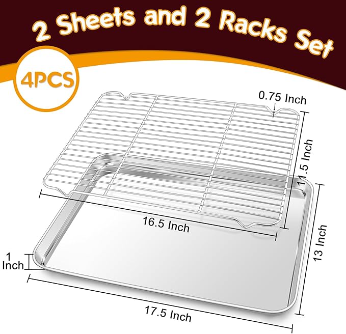 P&P CHEF 17.5 Inch Stainless Steel Baking Sheet - Image 2