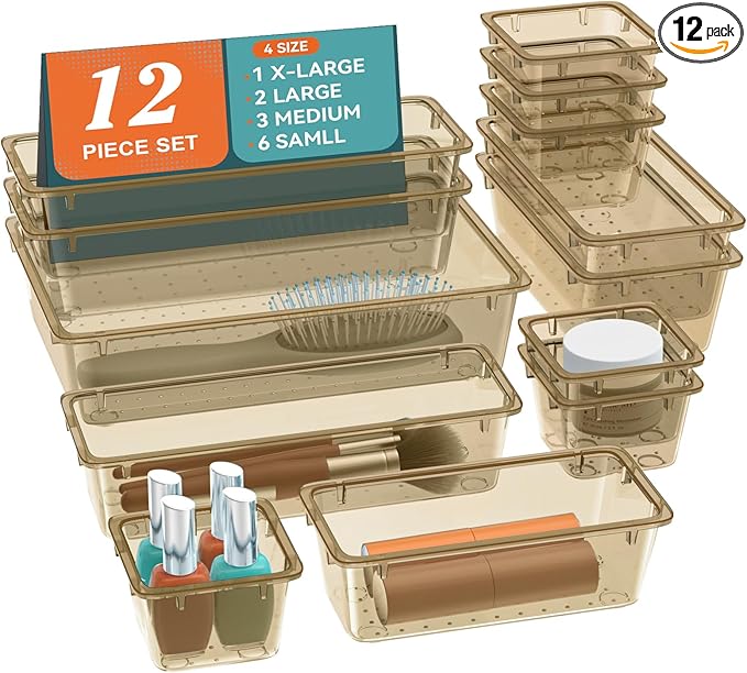ElegantArray 12 PCS Drawer Organizer Set, 4 Sizes Tool Storage Trays by Unknown