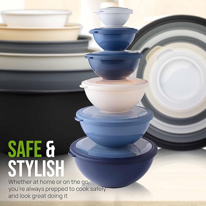 Zulay Kitchen 12 Piece Plastic Mixing Bowls - Image 7
