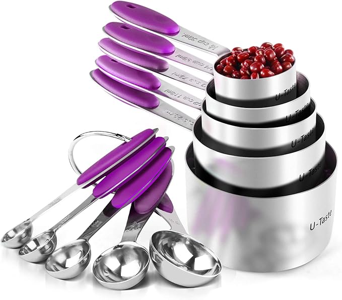U-Taste 10 Piece Measuring Cups and Spoons Set in 18/8 Stainless Steel by U-Taste