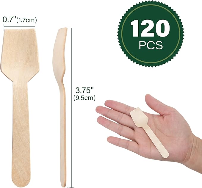 LotFancy Mini Wooden Spoons, Biodegradable and Compostable - Image 2