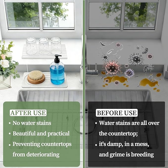 2 PCS Water Absorbing Diatomite Coasters, Stone Drying Mat - Image 3