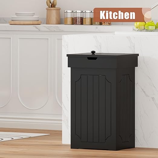 Function Home Trash Can Cabinet, 13 Gallon Kitchen Garbage Can, Wood Recycling - Image 2