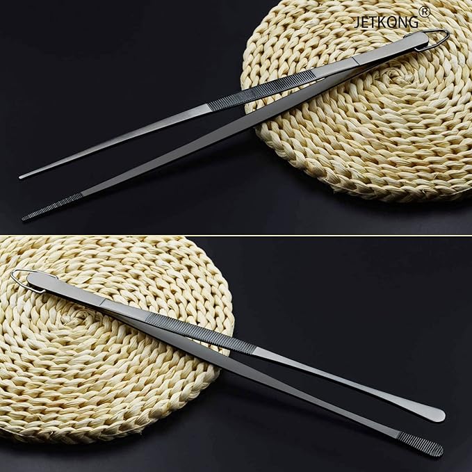 JETKONG 2 Pcs 12-Inch Food Tweezer Tongs, Stainless Steel Kitchen Tweezer - Image 6