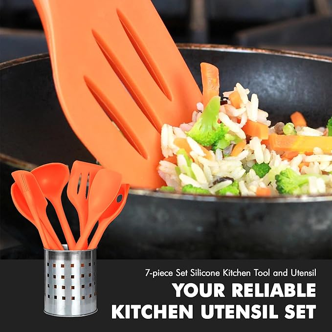 Chef Craft 7 Piece Silicone Kitchen Tool and Utensil Set - Image 5