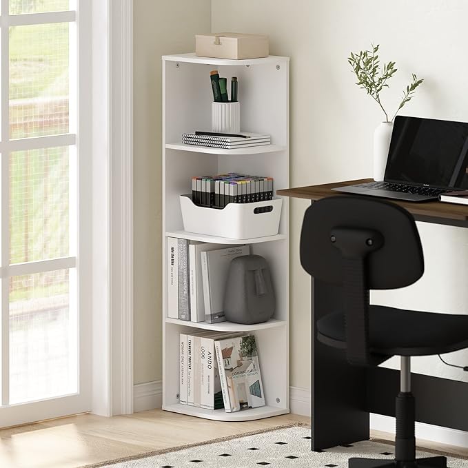 Furinno Pasir 4-Tier Corner Open Shelf Bookcase - Image 2