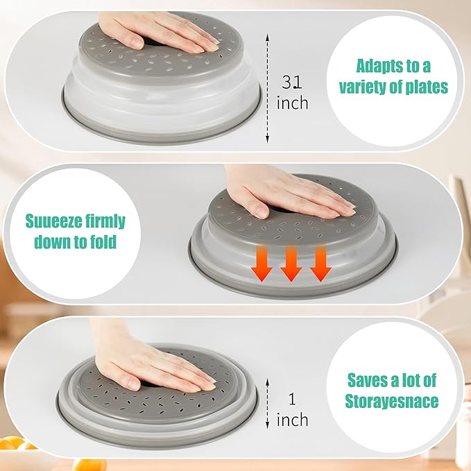 8.3inch Collapsible Microwave Food Cover, Splatter Guard, Vented Microwave Lid - Image 4