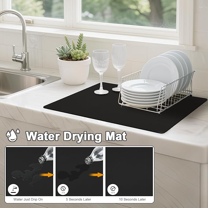 Dish Drying Mats for Kitchen Counter, Waterproof Coffee Mat for Countertop - Image 2