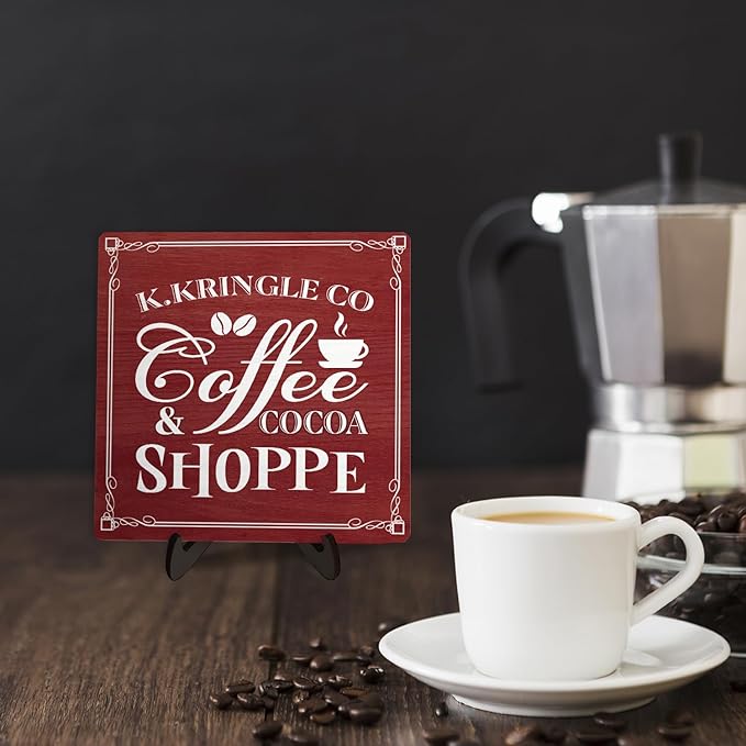 Kringle Coffee & Cocoa Shoppe Sign – 5.9 x 5.9 Inch Wooden Christmas Decor - Image 5