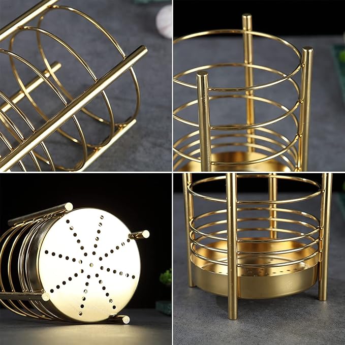 Gold Kitchen Utensil Holder for Kitchen Counter, Stainless Steel Utensil Crocks - Image 7
