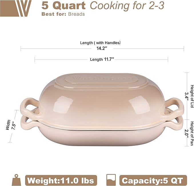 VORRINGARD Enameled Cast Iron Sourdough Bread Oven, Dutch Oven, Loaf Cast Iron - Image 2