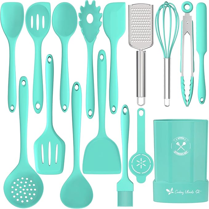 Silicone Kitchen Utensils Set, 16-Piece Silicone Cooking Utensils by Deedro by Deedro