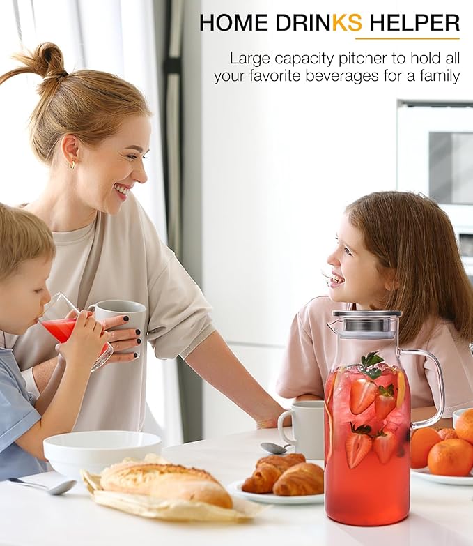 LUNA&MANTHA 2 Pack 2 Liter 68 oz Glass Pitcher - Image 6