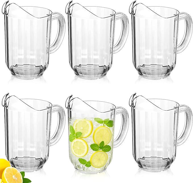 Tessco for you 6 Pcs Plastic Pitchers 60 Ounce Clear Restaurant Jug Large Water by Tessco