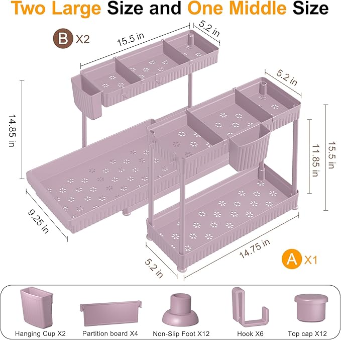 Sevenblue 3 Pack Multi-Purpose Under Sink Organizers and Storage, 2026 L-Shaped - Image 6