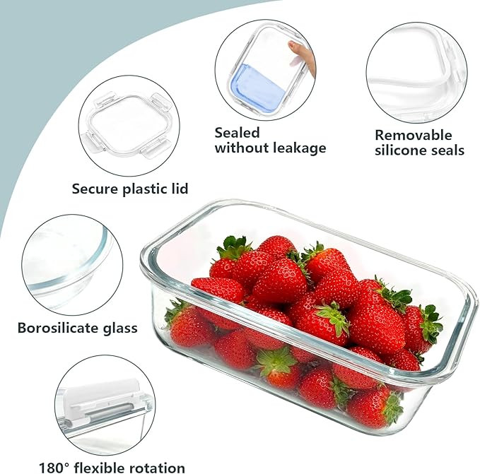 12 Pack Glass Lunch Meal Prep Containers - Image 3