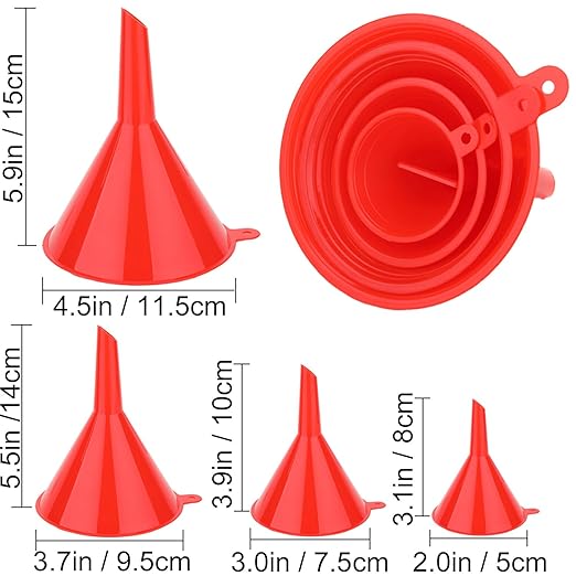6 Pcs Automotive Oil Funnel Set – Wide Mouth Fuel Funnels - Image 4
