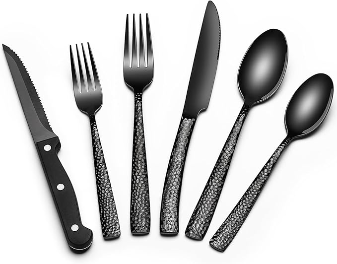 EWFEN 24-Piece Black Silverware Set by EWFEN