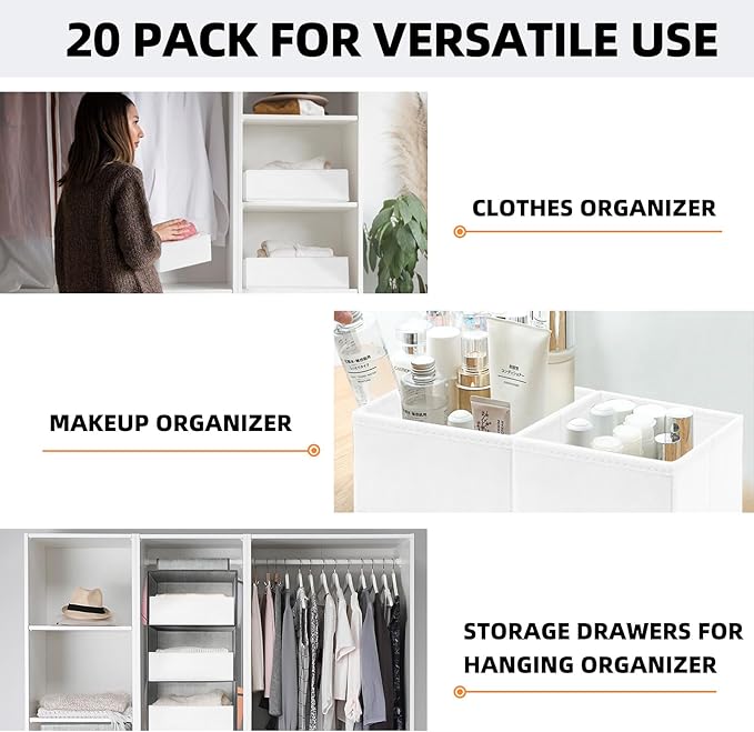 【FAMILY PACK】Drawer Organizer Clothes, 20 Pack Dresser Organizer Bins - Image 4