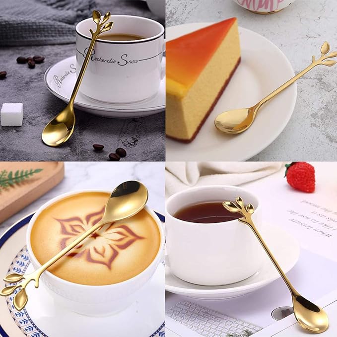AnSaw Elegant Gold Leaf Coffee Spoons - Image 8