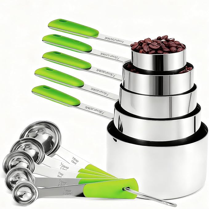 Bopei Measuring Cups and Spoons Set Stainless Steel 10 Piece by Bopei