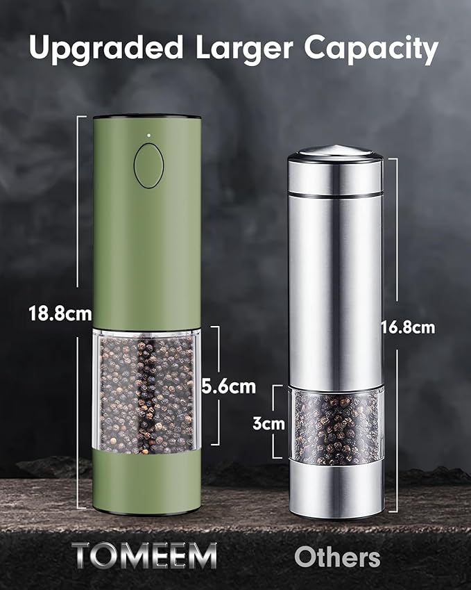 TOMEEM Upgraded Larger Capacity Electric Salt and Pepper Grinder Set - Image 6