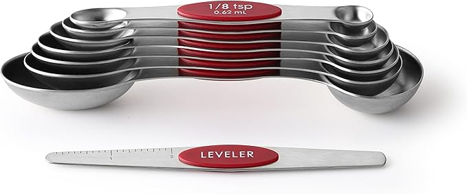 Spring Chef Red Stainless Steel Magnetic Measuring Spoons Set of 8 - Image 8