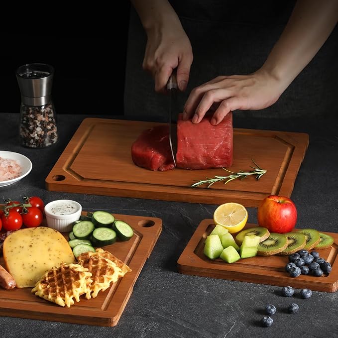 Hiware 4 Pieces Extra Large Wooden Cutting Boards Set- Bamboo Cutting Boards - Image 9