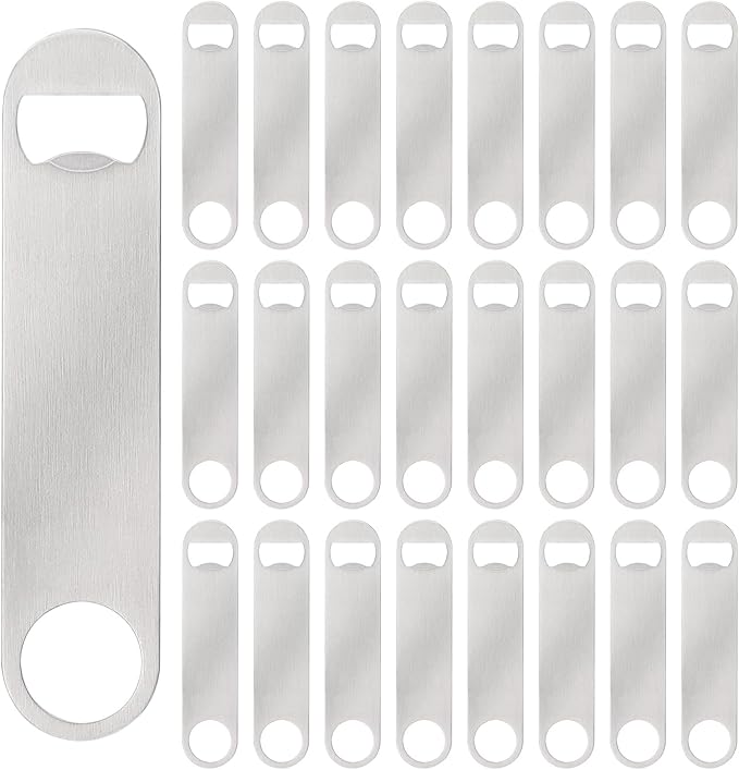 25 Pack Flat Beer Bottle Opener 7 inch Stainless Steel Flat Bottle Opener Beer by Yugada