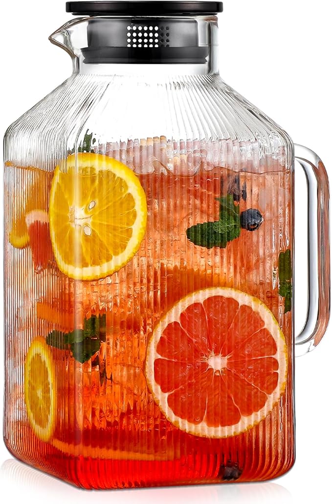 1 Gallon Square Glass Pitcher by Unknown