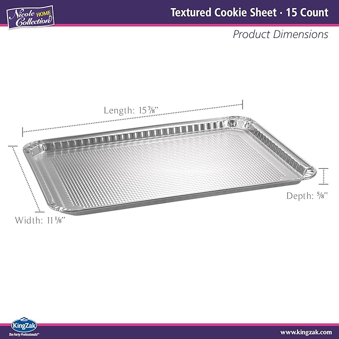 Aluminum Pans Half Size Textured Cookie Sheet 15 Count Durable Nonstick Baking - Image 2