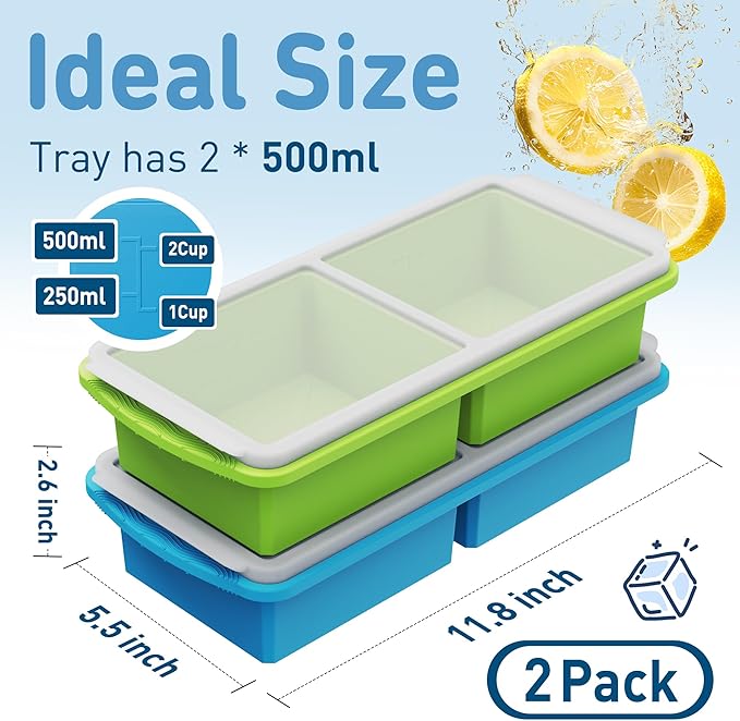 Silicone Freezer Tray with Lid Soup Freezer Container Molds with Steel - Image 2