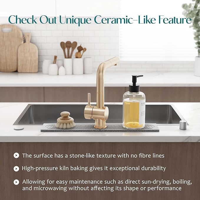 Stone Faucet Mat for Kitchen Sink, Diatomite Stone Drying Mat for Kitchen - Image 7