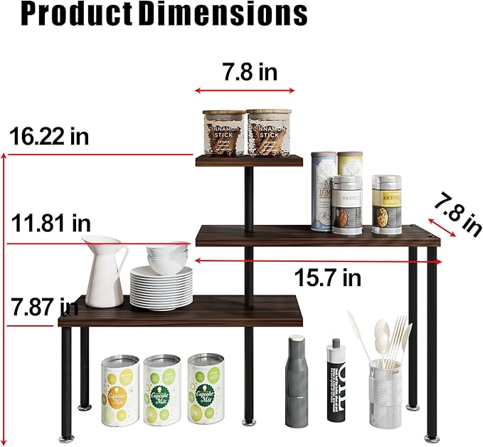 Countertop Organizer Organization 3 Tier Kitchen Corner Shelves Adjustable - Image 2