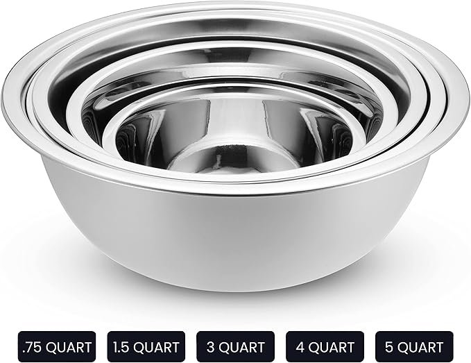 WHYSKO Stainless Steel Mixing Bowl Set, 10 Piece Stainless Steel Mixing Bowls - Image 5