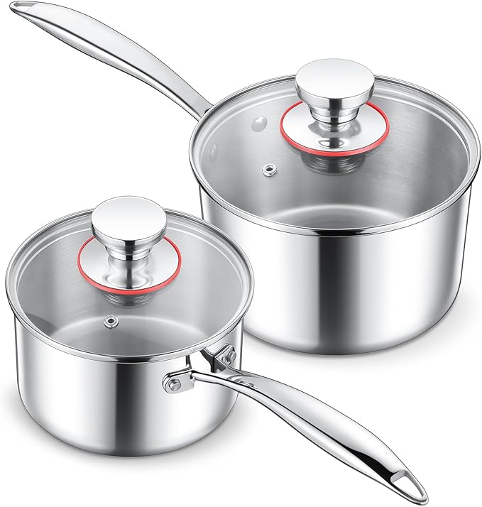 E-far Stainless Steel Saucepan Set - 1Qt & 2 Qt by E-far