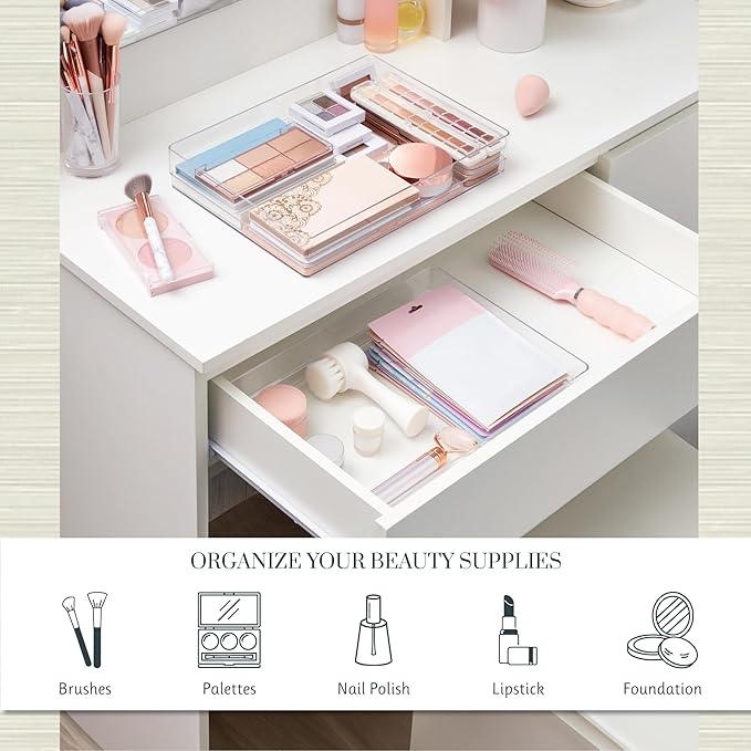 STORi SimpleSort 2-Piece Stackable Clear Drawer Organizer Set | 15" x 6" x 2" - Image 3