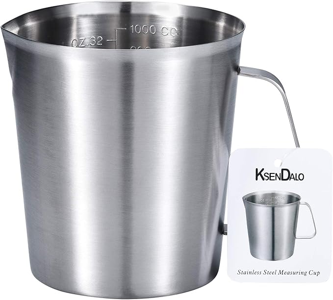 KSENDALO 32Oz/4Cup Stainless Steel Pitcher, 1 Liter Metal Container by KSENDALO