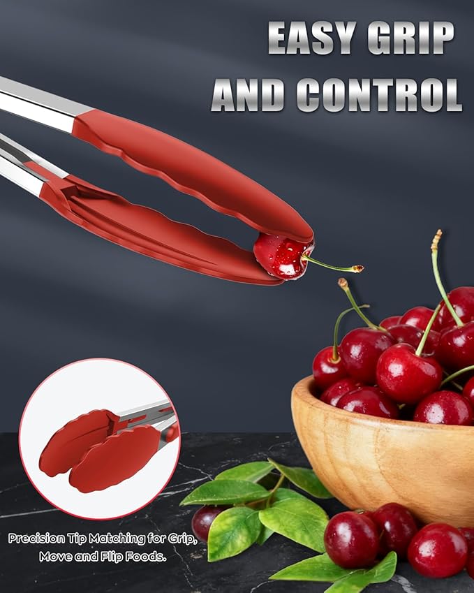 600ºF Heat Resistant Kitchen Tongs, Premium Locking Cooking Tongs - Image 6