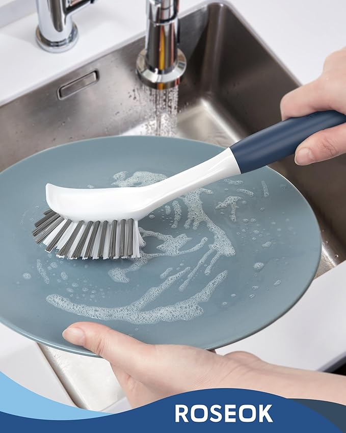 ROSEOK Dish Brush with Built-in Scraper, Kitchen Scrub Brush - Image 5