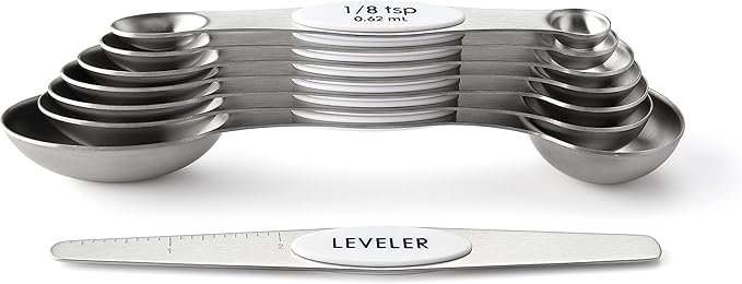 Spring Chef White Stainless Steel Magnetic Measuring Spoons Set of 8 - Image 8